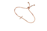 Cross Design Rose Gold Colour 925 Sterling Silver Toggle / Slider Bracelet studded with CZ